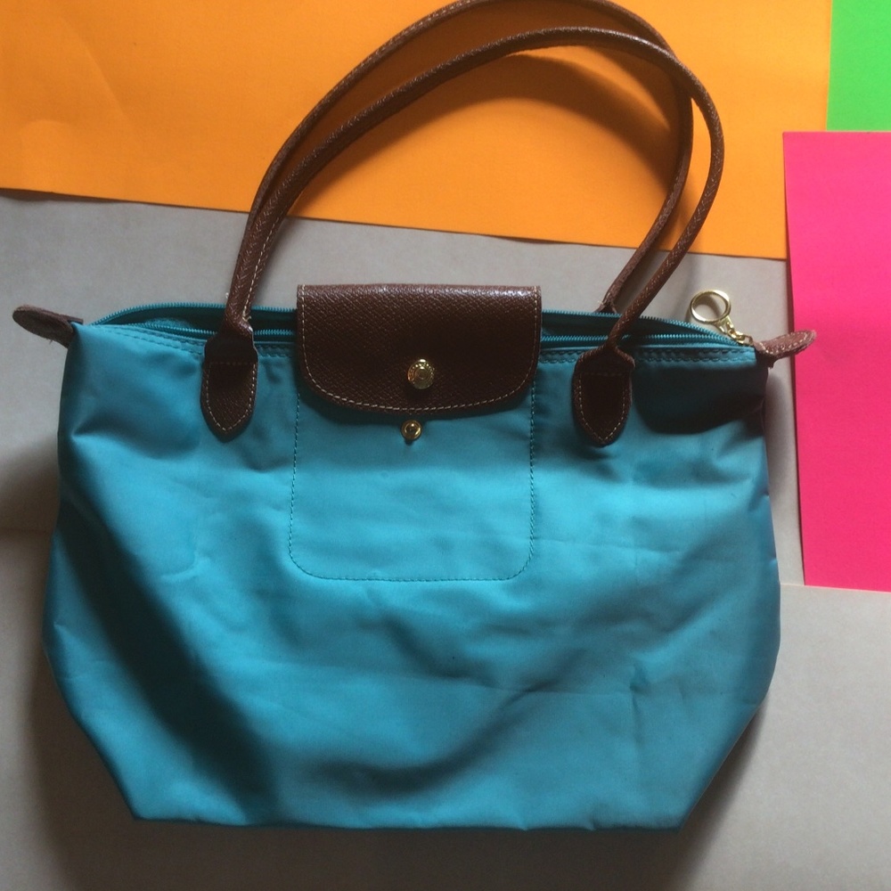 Teal and brown small bag